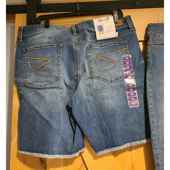 New! Lot of 3 Size 16 Nine West Chrystie Capri Jeans & Seven7 Sunset Bermuda - Picture 2 of 16